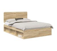 vidaXL Estructura de Cama Sonoma 160 x 200 cm Madera de Pino Macizo, Marco de Cama Moderno, Elegante, de Madera, Rectangular, Esencial para el hogar, Muebles de Dormitorio, Muebles de Interior