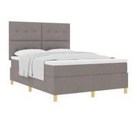 vidaXL Estructura de Cama Tapizada en Taupe | 140 x 190 cm | Diseño Elegante de Tela y Madera | Soporta 2 Personas Dormitorios Modernos con Protector de Colchón, Capa y Cubierta