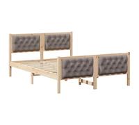 vidaXL Estructura de Cama Taupé 150 x 200 cm Madera de Pino Macizo, Dormitorio Moderno, Muebles Elegantes, Cama Rectangular, cabecera Acolchada, Madera de Pino, solución cómoda para Dormir