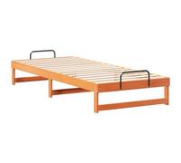 vidaXL Estructura de Cama Tipo Plataforma en marrón, Hecha de Madera Maciza de Pino, 100 x 220 cm. Fácil de Montar, diseño bajo y Seguro, Duradera y fácil de Limpiar para Interiores. Incluye manijas