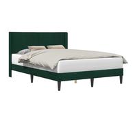vidaXL Estructura de Cama Verde Oscuro 140 x 190 cm Terciopelo, Dormitorio Elegante, Marco de Cama Moderno, tapicería de Terciopelo Duradera, Muebles cómodos, soluciones Chic para Interiores