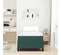vidaXL Estructura de Cama Verde Oscuro, Verde y Blanco 90 x 200 cm, Marco de Cama Elegante, diseño Moderno, Soporte Resistente, colchón de Espuma Rectangular, Mueble cómodo para el Dormitorio