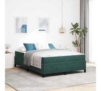 vidaXL Estructura de Cama Verde Oscuro y Blanco 140 x 200 cm, Marco de Cama Elegante, diseño Moderno, Soporte Resistente, colchón de Espuma Rectangular, Mueble cómodo para el Dormitorio