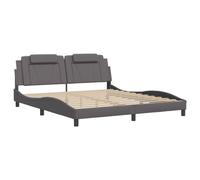 Estructura cama con luces LED cuero sintético gris 180x200 cm