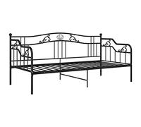 vidaXL Estructura de Sofá Cama para Pijamas Auxiliar de Invitados Habitación Mueble Mobiliario Duradero Individual de Metal Negro 90x200 cm