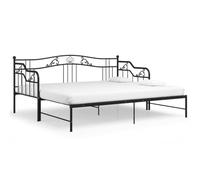 vidaXL Estructura de Sofá Cama para Pijamas Auxiliar de Invitados Habitación Mueble Mobiliario Duradero Individual Extraíble de Metal Negro 90x200 cm