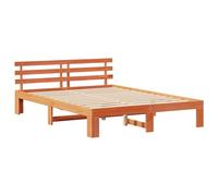 vidaXL Estructura de Cama de Madera Marrón Encerado Madera Sólida