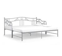 vidaXL Estructura de Sofá Cama para Pijamas Auxiliar de Invitados Habitación Mueble Mobiliario Duradero Individual Extraíble de Metal Gris 90x200 cm