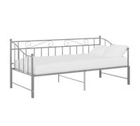 vidaXL Estructura de Sofá Cama para Pijamas Auxiliar de Invitados Habitación Mobiliario Muebles Duradero Individual Extraíble de Metal Gris 90x200 cm