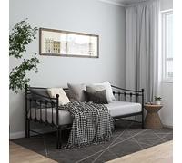 vidaXL Estructura de Sofá Cama Extraíble para Pijamas Auxiliar de Invitados Habitación Mueble Mobiliario Duradero Individual de Metal Negro 90x200 cm