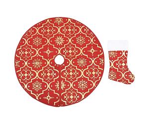 vidaXL Falda del árbol de Navidad de Lujo con calcetín Tela roja 90 cm