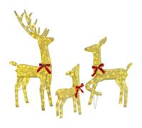 vidaXL Familia de Renos 3 pcs cálido 68 x 26 x 127 cm Tela, Decoración de Sala, Ciervos Modernos, Luces LED navideñas, Adornos Elegantes, artículos Festivos