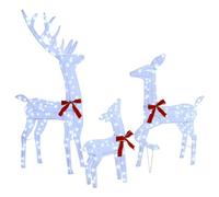 vidaXL Familia de Renos 3 pcs frío 68 x 26 x 127 cm Tela, Decoración de Sala, Ciervos Modernos, Luces LED navideñas, Adornos Elegantes, artículos Festivos