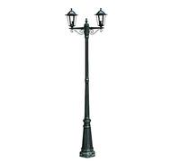 vidaXL Farola de jardín 2 brazos 215 cm verde oscuro/negro aluminio