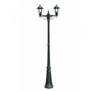 vidaXL Farola de jardín 2 brazos 215 cm verde oscuro/negro aluminio