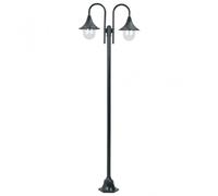 vidaXL Farola de jardín con 2 luces aluminio verde oscuro E27 220 cm
