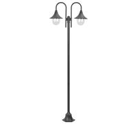 vidaXL Farola de jardín de aluminio con 2 luces E27 color bronce 220 cm