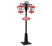 vidaXL Farola de Navidad con Papá Noel Decoración Festival Alumbrado Adorno Poste Luz Navideño Lámpara al Aire Libre Rústico PVC Negro y Rojo