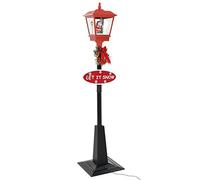 vidaXL Farola de Navidad con Papá Noel y Luces LED Decoración Festiva Estacional Adorno Diseño Distintivo Nieve Cayendo Uso Interior Exterior 180cm