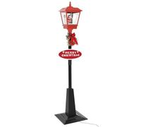 vidaXL Farola de Navidad con Papá Noel y Luces LED Decoración Festiva Estacional Adorno Diseño Distintivo Nieve Cayendo Uso Interior Exterior 180cm