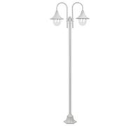 vidaXL Farola de jardín con 2 luces aluminio blanca E27 220 cm
