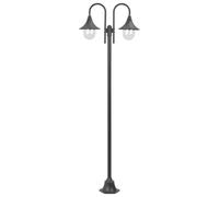 vidaXL Farola de jardín con 2 luces aluminio color bronce E27 220 cm