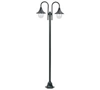 vidaXL Farola de jardín con 2 luces aluminio verde oscuro E27 220 cm