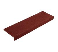 vidaXL Alfombrillas de Escalera 10 uds, Alfombra Antideslizante, Protector de Peldaño, Alfombrilla Adhesiva, Tela Punzonada Rojo Burdeos 65x21x4 cm