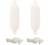 vidaXL Fenders de Barco 2 unids Ø 16 x 58 cm Blanco PVC, Equipos Marinos, Diseño Moderno, Resistente al Agua, Bumper de Barco, Parachoques de Puerto, Protector de Nave