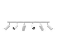 vidaXL Foco de techo ajustable 6 vías Blanco GU10 Metal 73x6x16 cm