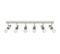 vidaXL Foco de techo ajustable de 6 vías de en níquel cepillado, con casquillo E27 y regulable para iluminar interiores. Perfecto para la sala de estar, con un diseño rectangular moderno, fácil de i