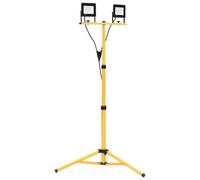 vidaXL Foco LED con Trípode Lámpara de Jardín Luz de Seguridad Trabajo Patio Terraza Entrada Porche Exterior Iluminación 2x20 W Blanco Cálido