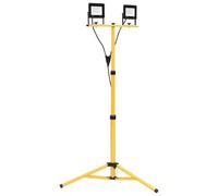 vidaXL Foco LED con Trípode Lámpara de Jardín Luz de Seguridad Trabajo Patio Terraza Entrada Porche Exterior Iluminación 2x20 W Blanco Cálido