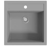 vidaXL Fregadero Cocina 1 Seno Gris Granito Fregadero Lavabo Caño Lavaplatos