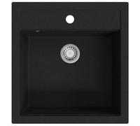vidaXL Fregadero Cocina 1 Seno Negro Granito Fregadero Lavabo Caño Lavaplatos