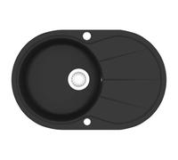 vidaXL Fregadero Cocina 1 Seno Ovalado Negro Granito Fregadero Caño Lavaplatos