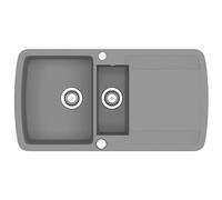 vidaXL Fregadero Cocina 2 Seno Gris Granito Fregadero Lavabo Caño Lavaplatos