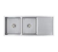 vidaXL Fregadero Cocina Hecho a Mano Doble Seno Grado Alimentario Diseño de 2 Seno Extraprofundo Flujo Rápido Acero Inoxidable