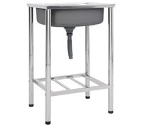 vidaXL Fregadero de Camping de Un Seno Lavabo Cocina de Jardín Garaje Patio Terraza Balcón Exterior Picnic Autocaravana Escurridor Acero Inoxidable