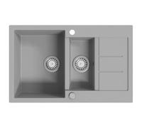 vidaXL Fregadero Cocina 2 Senos Gris Granito Fregadero Lavabo Caño Lavaplatos