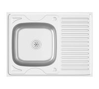 vidaXL Fregadero de Cocina con Escurridor, Pila Encima de Armario, Pileta de Cocina Superior, Lavabo Decorativo para Hogar, Acero Inox