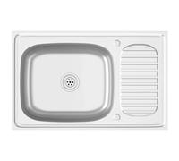 vidaXL Fregadero de Cocina con Escurridor, Pila Encima de Armario, Pileta de Cocina Superior, Lavabo Decorativo para Hogar, Acero Inox