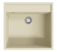 vidaXL Fregadero de Cocina con Rebosadero Granito Eliminar Restos Profundidad Extra Montaje por Encima Empotrado Debajo Decoración Elegante Beige