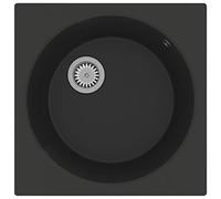 vidaXL Fregadero de Cocina con Rebosadero Granito Eliminar Restos Profundidad Extra Montaje por Encima Debajo Empotrado Decoración Elegante Negro