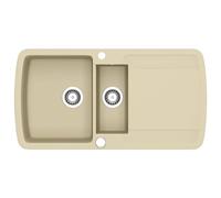 vidaXL Fregadero de Cocina de Granito con Dos Senos Lavabo Cocina Fontanería Piezas de Fontanería y Bricolaje Resistente Pileta Escurreplatos Beige