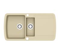 vidaXL Fregadero de Cocina de Granito con Dos Senos Lavabo Cocina Fontanería Piezas de Fontanería y Bricolaje Resistente Pileta Escurreplatos Beige
