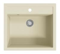 vidaXL Fregadero de Cocina de Granito con un Seno Lavabo Cocina Fontanería Piezas de Fontanería y Bricolaje Resistente Pileta Escurreplatos Beige