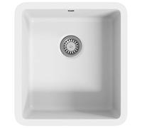 vidaXL Fregadero de Cocina de Granito con un Seno Lavabo Cocina Fontanería Piezas de Fontanería y Bricolaje Resistente Pileta Escurreplatos Blanco