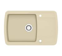 vidaXL Fregadero de Cocina de Granito con un Seno Lavabo Cocina Fontanería Piezas de Fontanería y Bricolaje Resistente Pileta Escurreplatos Beige