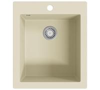 vidaXL Fregadero de Cocina de Granito con un Seno Lavabo Cocina Fontanería Piezas de Fontanería y Bricolaje Resistente Pileta Escurreplatos Beige